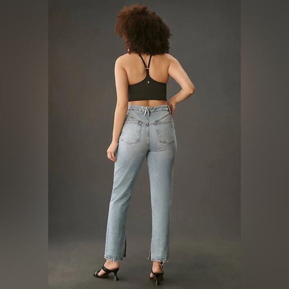 Good American Good Boy high rise straight leg slit hem jeans 4/27 - Picture 9 of 9